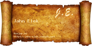 Jahn Elek névjegykártya